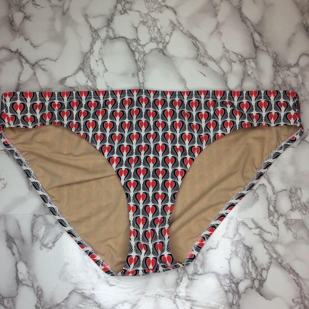 J CREW red and black patterned bikini swim bottom